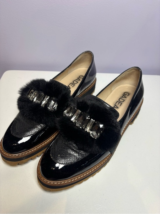 Gadea Shoes - Gadea by LODI Black Patent Faux Fur & Crystal Chic Luxury Whimsical Loafers 40